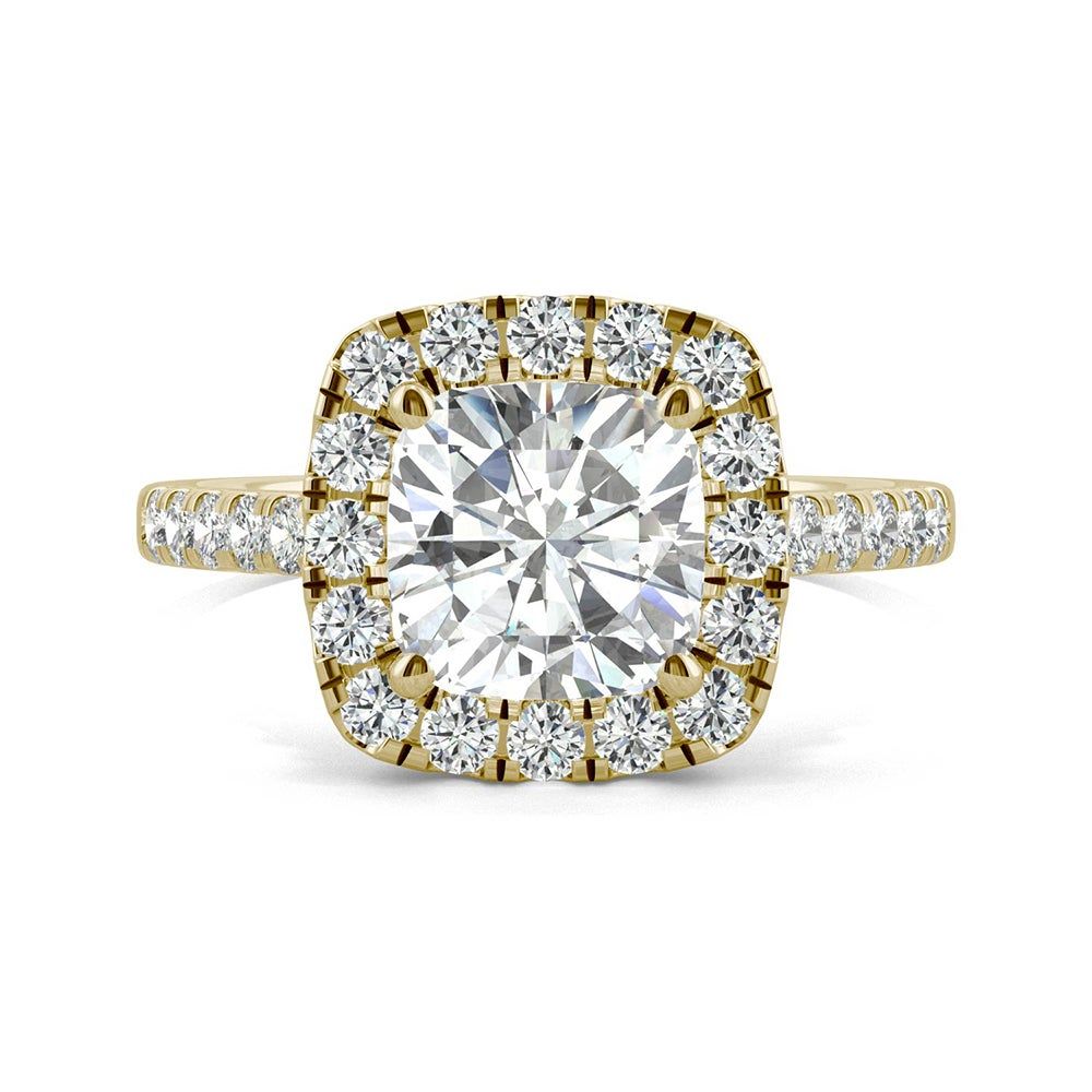 Moissanite Cushion-Cut Halo Ring 14K Yellow Gold (2 5/8 ct. tw.)