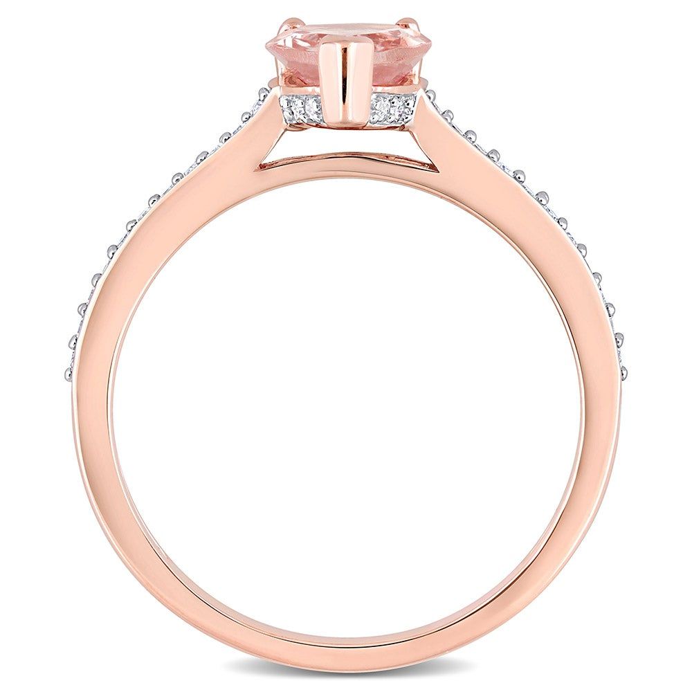 Pear-Shaped Morganite & Diamond Ring 10K Rose Gold (1/8 ct. tw.)