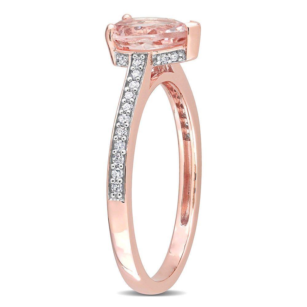 Pear-Shaped Morganite & Diamond Ring 10K Rose Gold (1/8 ct. tw.)