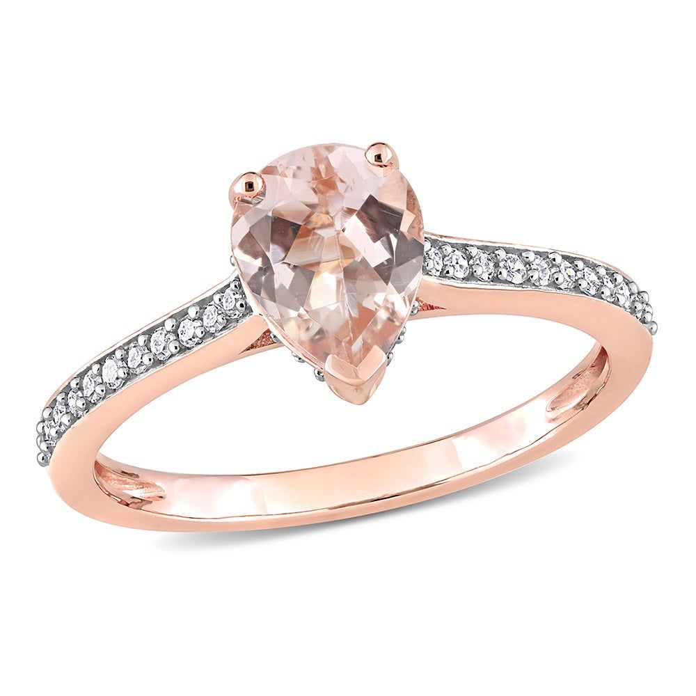 Pear-Shaped Morganite & Diamond Ring 10K Rose Gold (1/8 ct. tw.)