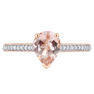 Pear-Shaped Morganite & Diamond Ring 10K Rose Gold (1/8 ct. tw.)