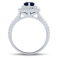 Pear-Shaped Blue Sapphire & Diamond Halo Engagement Ring 14K White Gold (1/2 ct. tw.)