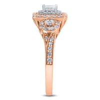 Double Halo Emerald-Cut Diamond Engagement Ring 14K Rose Gold (1 ct. tw.)