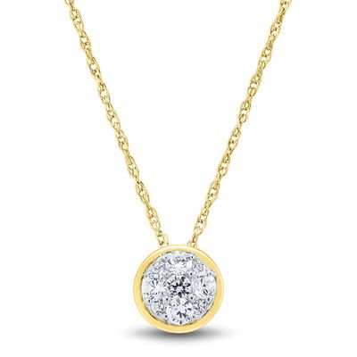 Lab Grown Diamond Necklace with Bezel Setting in 10K Gold (1/3 ct. tw