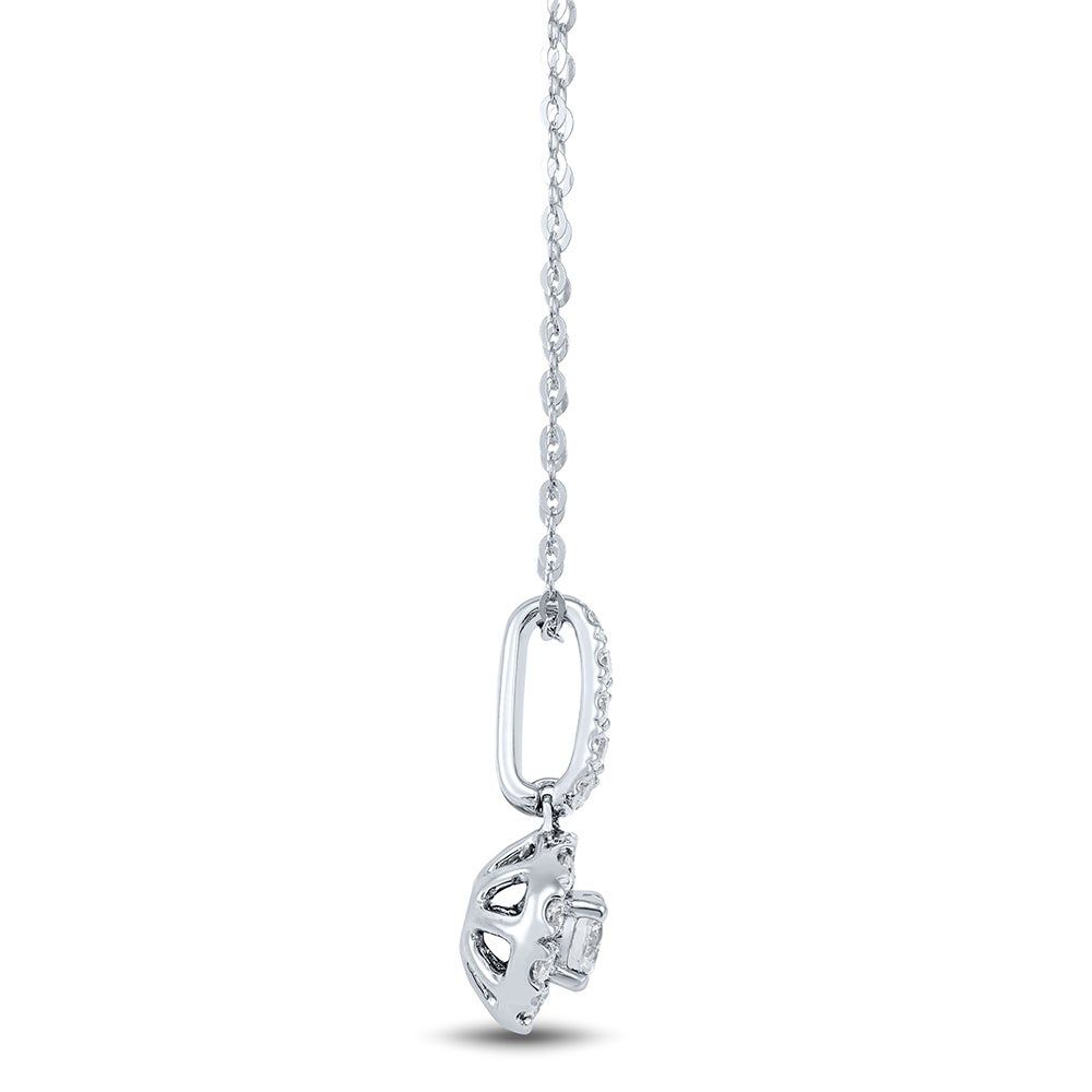 Lab Grown diamond Necklace with Drop Pendant in 14K White Gold (3/4 ct. tw.)