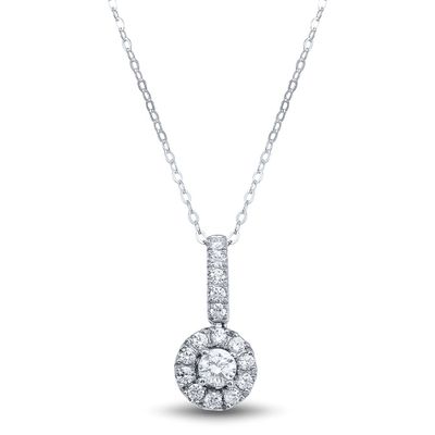 Lab Grown diamond Necklace with Drop Pendant in 14K White Gold (3/4 ct. tw.)