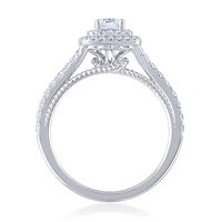 Round Diamond Engagement Ring with Cushion Halos 14K White Gold (3/4 ct. tw.)