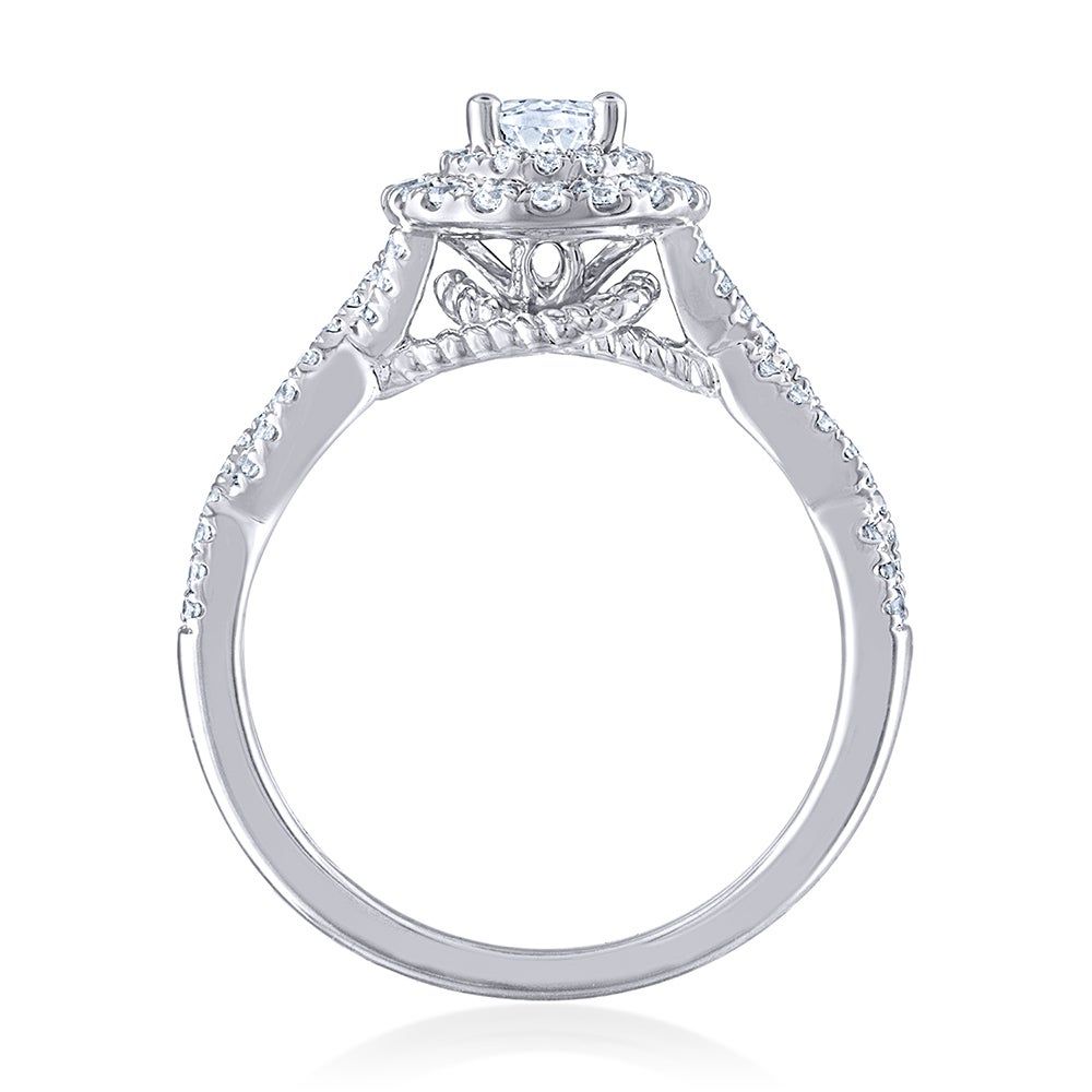 Oval Diamond Halo Engagement Ring 14K White Gold (3/4 ct. tw.)
