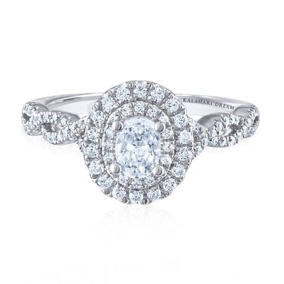 Oval Diamond Halo Engagement Ring 14K White Gold (3/4 ct. tw.)
