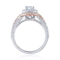 Round Halo Diamond Engagement Ring 14K White & Rose Gold (1 1/2 ct. tw.)