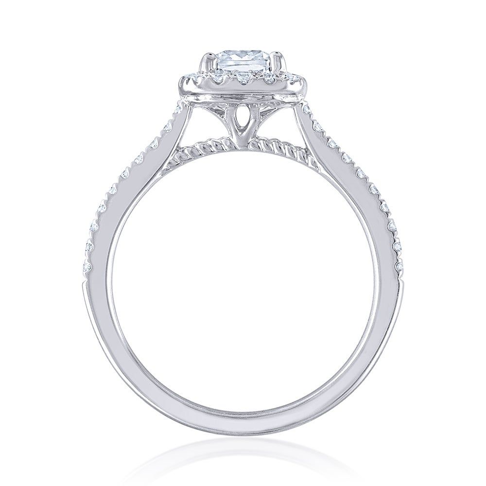 Cushion-Cut Halo Diamond Engagement Ring 14K White Gold (1 ct. tw.)