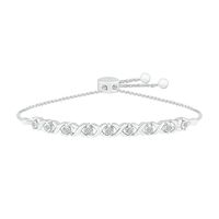 Diamond Bolo Bracelet with XOXO Pattern in Sterling Silver (1/4 ct. tw.)