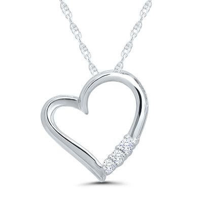 Diamond Accent Heart Pendant in 10K White Gold