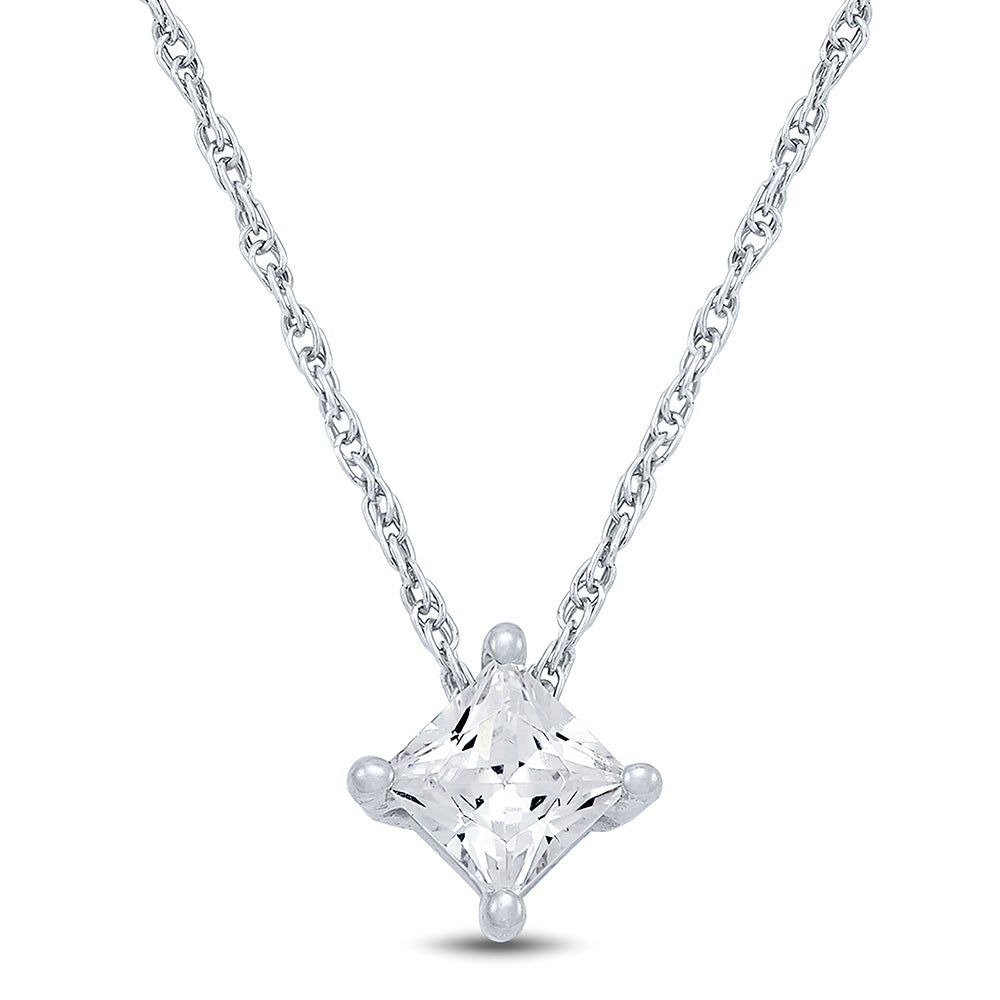 Lab Grown Diamond Pendant Solitaire in 14K White Gold (1/ ct