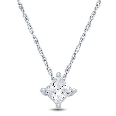 Lab Grown Diamond Pendant Solitaire in 14K White Gold (1/ ct