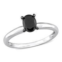 Oval Black Diamond Ring Solitaire 14K White Gold (1/2 ct.)