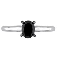 Oval Black Diamond Ring Solitaire 14K White Gold (1/2 ct.)
