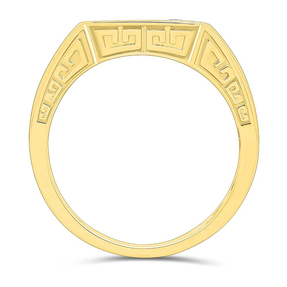 Menâs Signet Ring with Diamond Accent 10K Yellow Gold