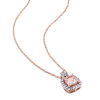 Cushion-Cut Morganite & Diamond Pendant in 10K Rose Gold (1/10 ct.tw.)