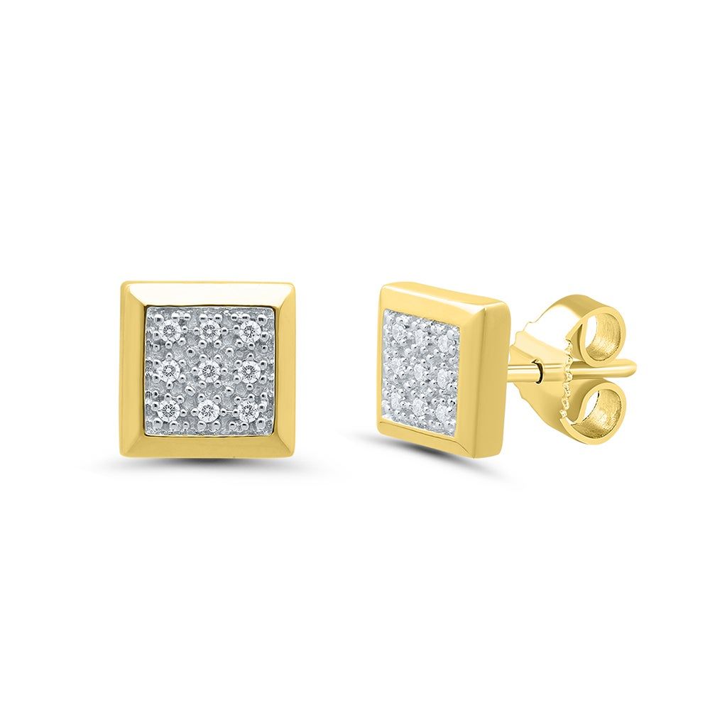 Menâs Diamond Cluster Earrings in 10K Yellow Gold (1/10 ct. tw.)