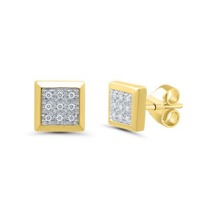 Menâs Diamond Cluster Earrings in 10K Yellow Gold (1/10 ct. tw.)