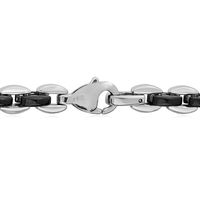 Menâs Two-Tone Chain in Black Ion-Plated & White Stainless Steel, 7mm, 24â