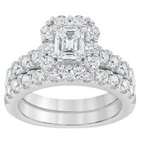 Lab Grown Diamond Emerald-Cut Bridal Set 14K White Gold (3 ct. tw.)