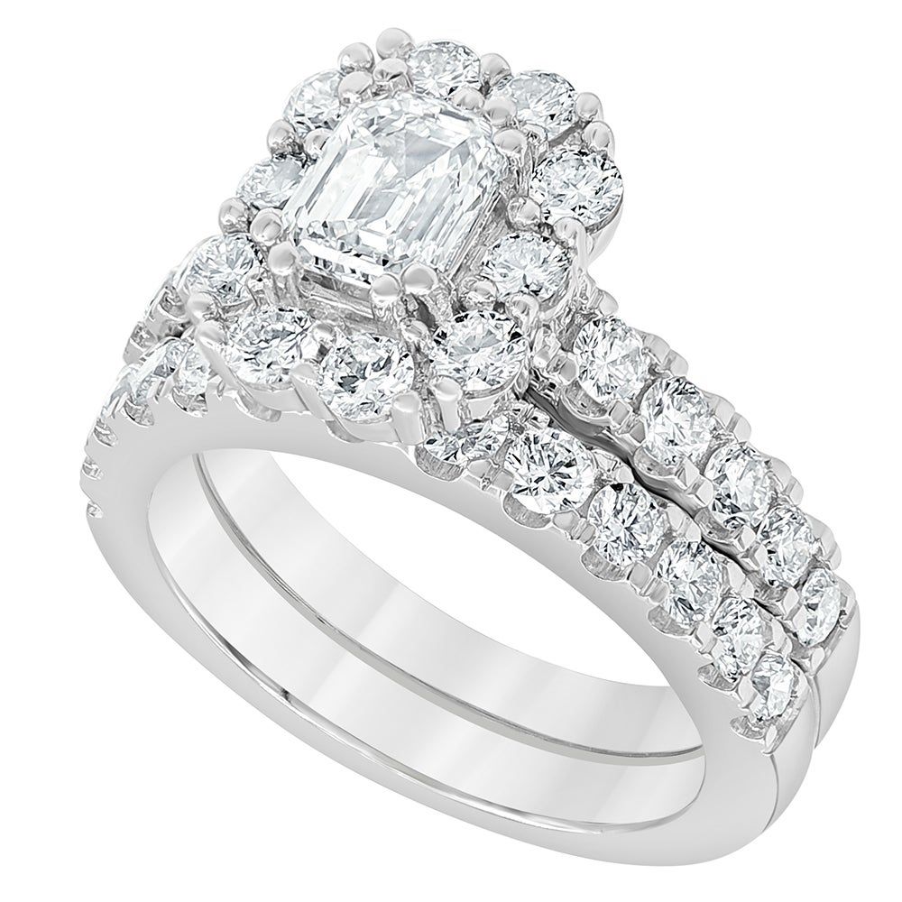 Lab Grown Diamond Emerald-Cut Bridal Set 14K White Gold (3 ct. tw.)