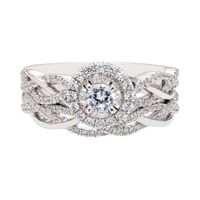 Round Diamond Bridal Set with Twist-Shank Bands 14K White Gold (3/4 ct. tw.)