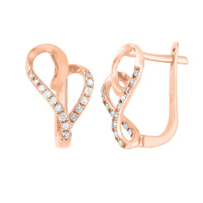 Diamond Heart Huggie Hoop Earrings in 10K Rose Gold (1/7 ct. tw.)