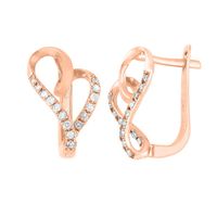 Diamond Heart Huggie Hoop Earrings in 10K Rose Gold (1/7 ct. tw.)