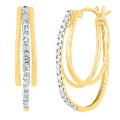 Diamond Double Hoop Earrings in 10K Yellow Gold (1/2 ct. tw.)