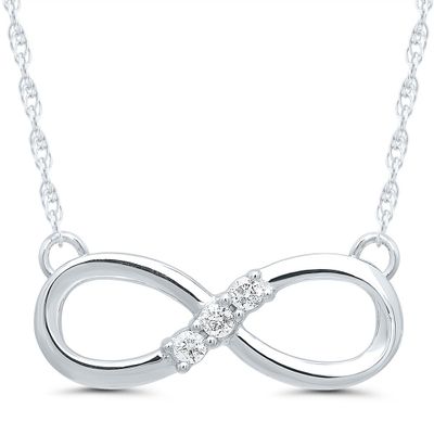Diamond Accent Infinity Necklace in 10K White Gold
