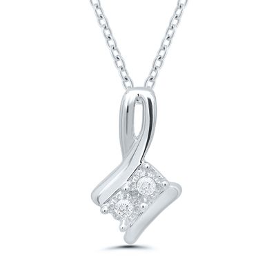 Two-Stone Diamond Accent Pendant in Sterling Silver