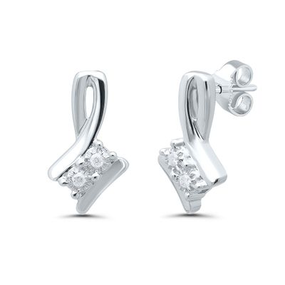 Two-Stone Diamond Accent Earrings in Sterling Silver