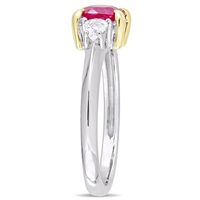 Three-Stone Ruby & White Sapphire Ring 14K Gold