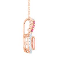 Oval Morganite & Pink Sapphire Pendant with Diamond accents in 10K Rose Gold