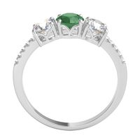 Lab-Created Emerald & White Sapphire Three-Stone Ring in Sterling Silver