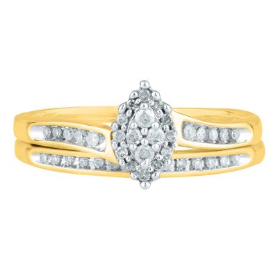 Marquise Diamond Bridal Set with Channel Setting 10K Yellow Gold (1/5 ct. tw.)