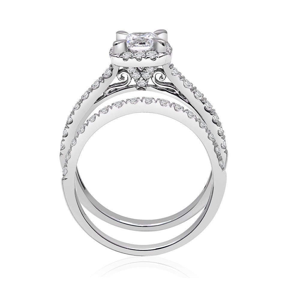 Princess-Cut Diamond Halo Bridal Set 14K White Gold (1 1/2 ct. tw.)