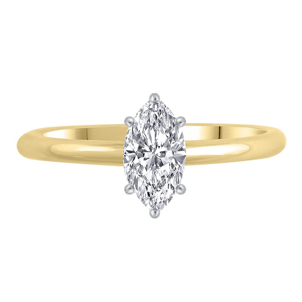 Lab Grown Diamond Marquise Solitaire Engagement Ring 14K Gold (3/4 ct