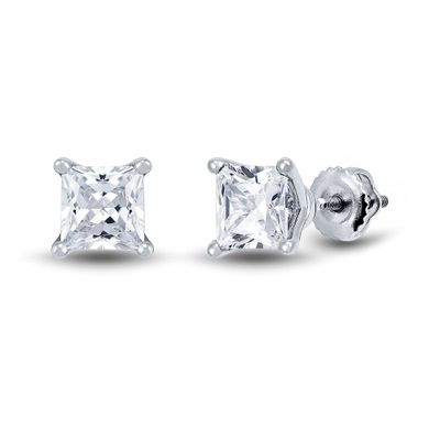 Lab Grown Diamond Stud Earrings with Princess-Cut Solitaires in 14K Gold (1/ ct. tw
