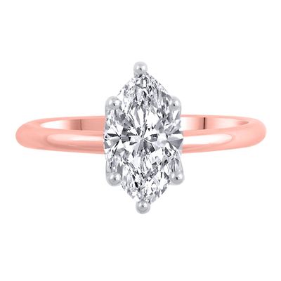Lab Grown Diamond Solitaire Marquise Engagement Ring 14K Rose Gold ( / ct