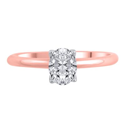 Lab Grown Diamond Oval Solitaire Engagement Ring 14K Rose Gold (/ ct