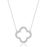 Diamond Clover Necklace in Sterling Silver (1/10 ct. tw.)