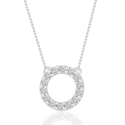 Diamond Circle Pendant with Prong Setting in Sterling Silver (1/10 ct. tw.)