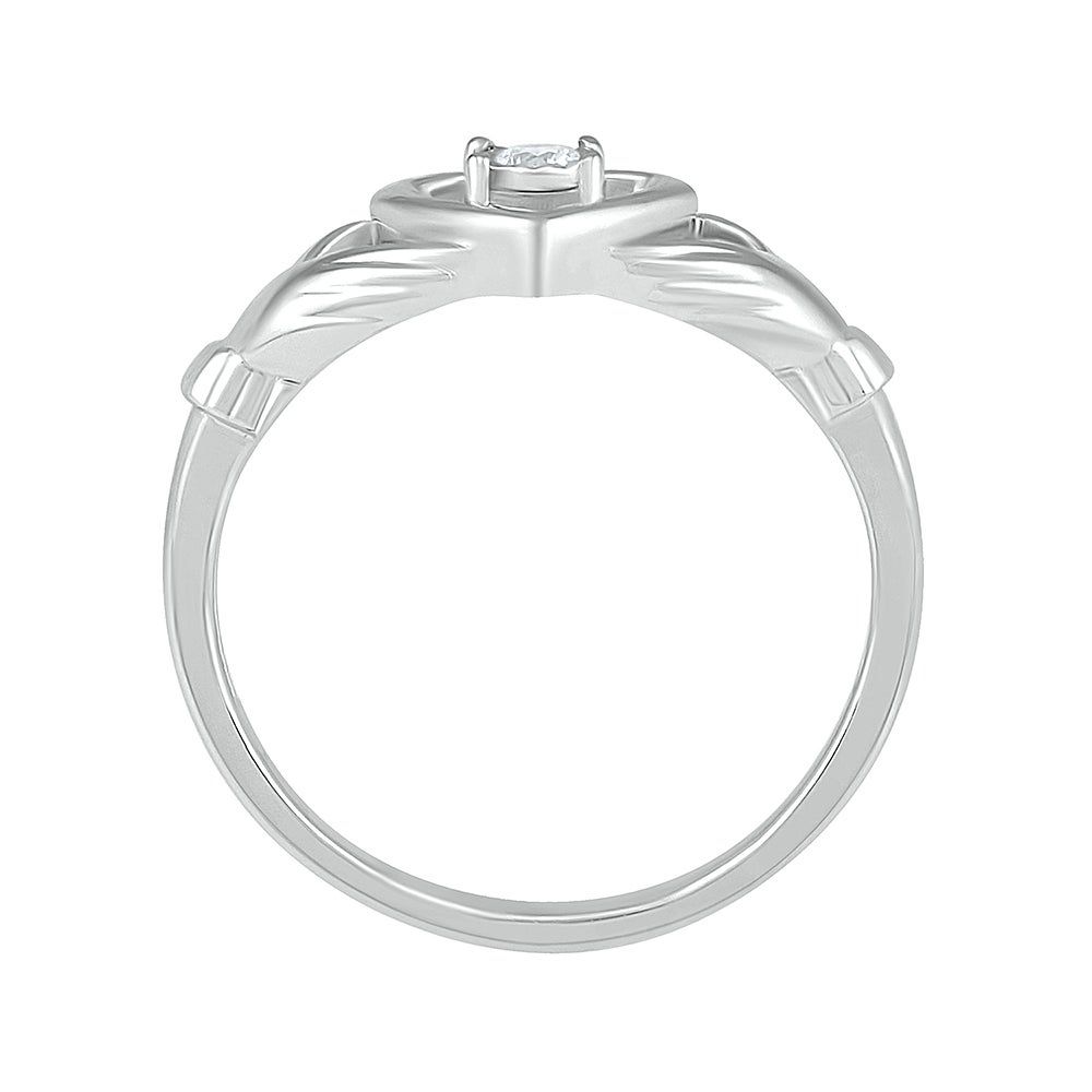 Diamond Claddagh Ring Sterling Silver