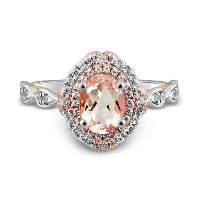 Scarlett Oval Morganite Engagement Ring with Diamonds 14K White Gold (1/2 ct. tw.)