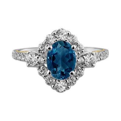 Judi London Blue Topaz Engagement Ring with Diamonds 14K White Gold (3/4 ct. tw.)