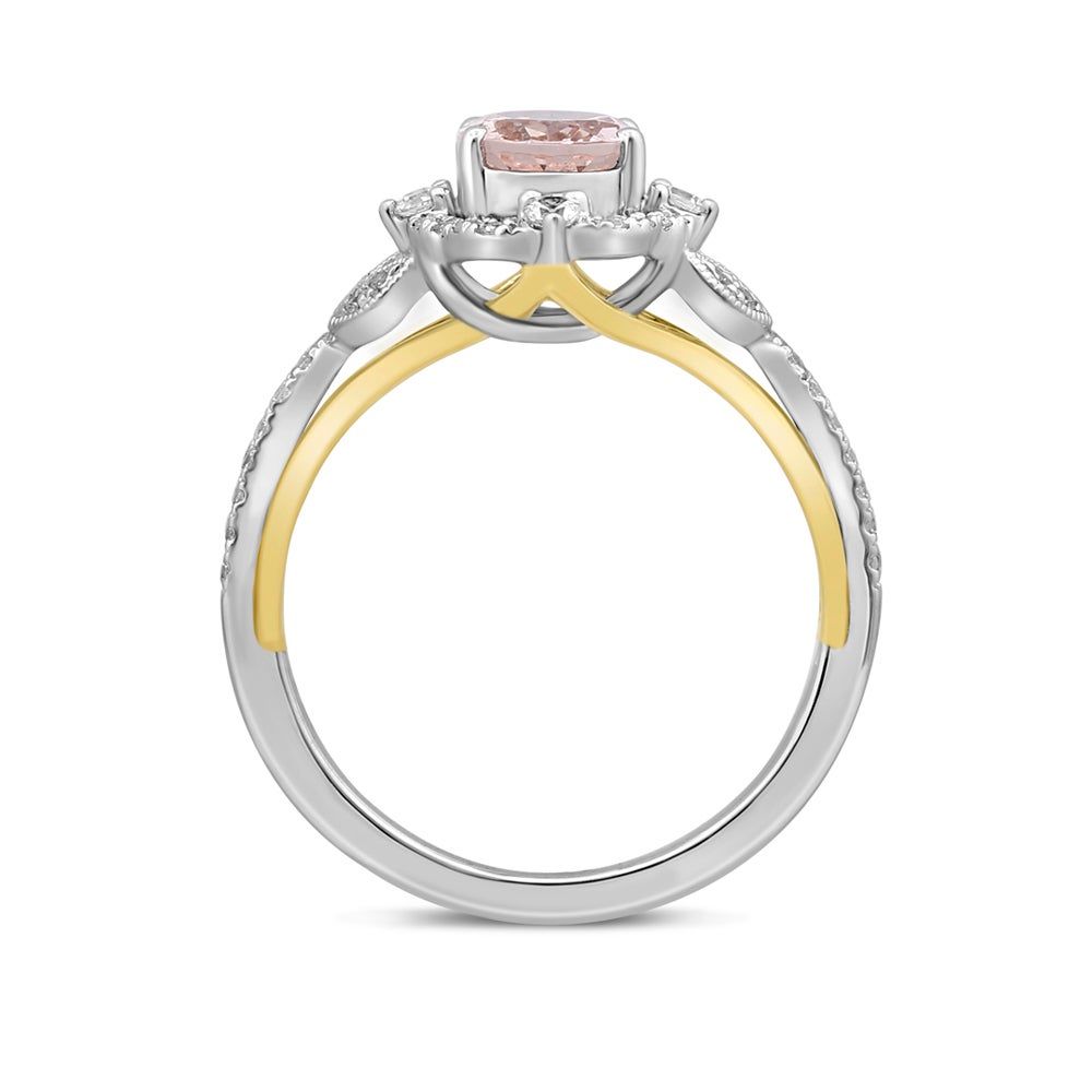 Brigitte Oval Morganite Engagement Ring with Diamonds 14K White Gold (1/3 ct. tw.)